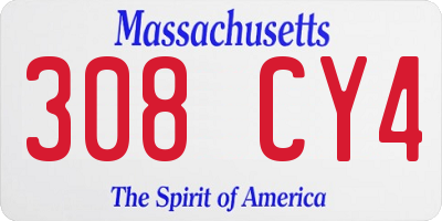 MA license plate 308CY4
