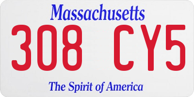MA license plate 308CY5