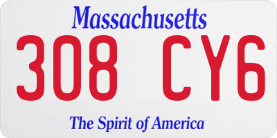 MA license plate 308CY6