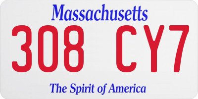 MA license plate 308CY7