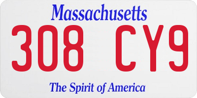 MA license plate 308CY9