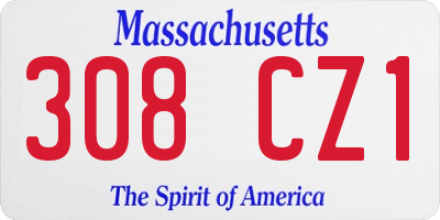 MA license plate 308CZ1