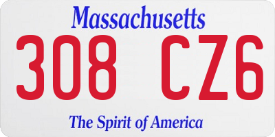 MA license plate 308CZ6