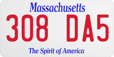 MA license plate 308DA5