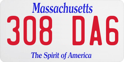 MA license plate 308DA6