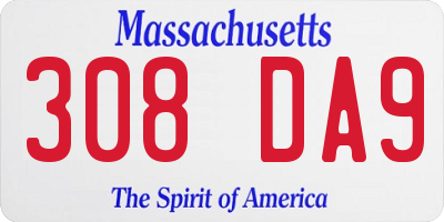 MA license plate 308DA9