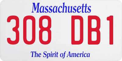 MA license plate 308DB1