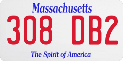 MA license plate 308DB2