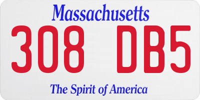 MA license plate 308DB5