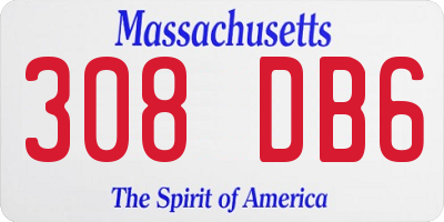 MA license plate 308DB6