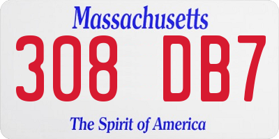 MA license plate 308DB7
