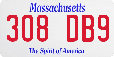 MA license plate 308DB9