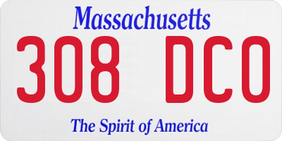 MA license plate 308DC0