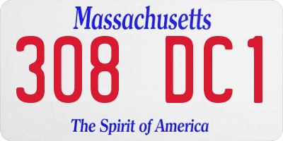 MA license plate 308DC1