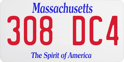 MA license plate 308DC4
