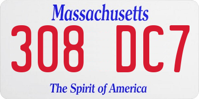 MA license plate 308DC7