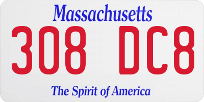 MA license plate 308DC8