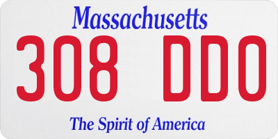 MA license plate 308DD0
