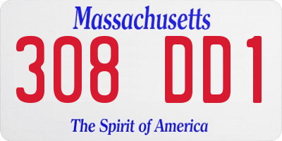 MA license plate 308DD1