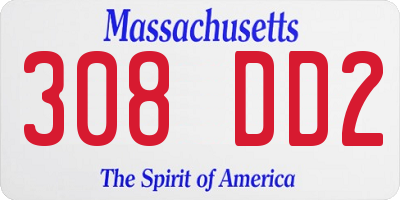 MA license plate 308DD2