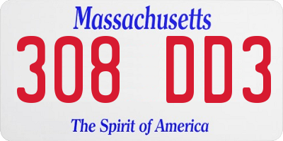 MA license plate 308DD3