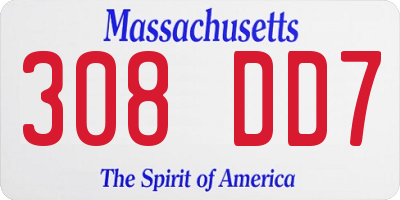 MA license plate 308DD7
