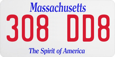 MA license plate 308DD8