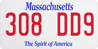 MA license plate 308DD9