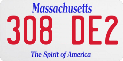 MA license plate 308DE2