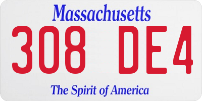 MA license plate 308DE4