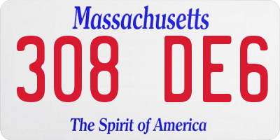 MA license plate 308DE6