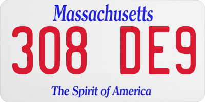 MA license plate 308DE9