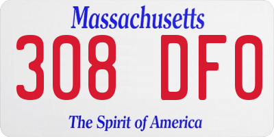 MA license plate 308DF0