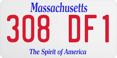 MA license plate 308DF1
