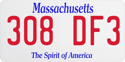 MA license plate 308DF3