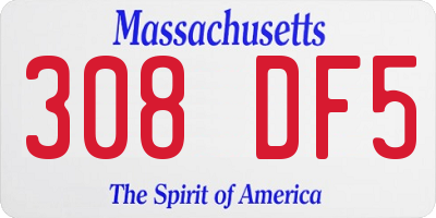MA license plate 308DF5