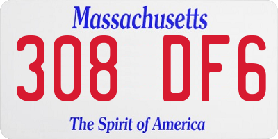 MA license plate 308DF6