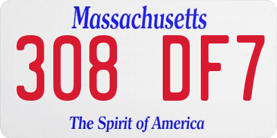 MA license plate 308DF7