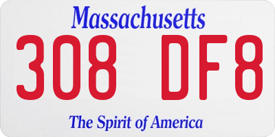 MA license plate 308DF8