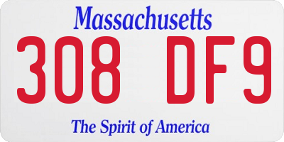 MA license plate 308DF9