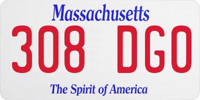 MA license plate 308DG0