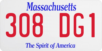 MA license plate 308DG1