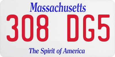 MA license plate 308DG5
