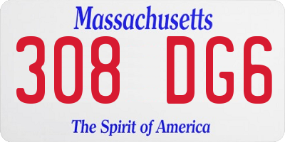 MA license plate 308DG6