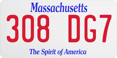 MA license plate 308DG7