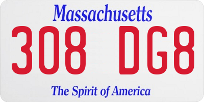 MA license plate 308DG8