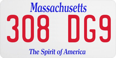 MA license plate 308DG9