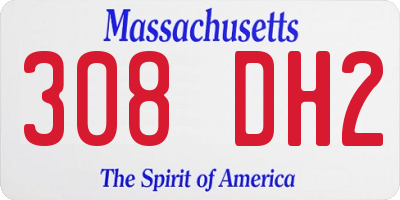 MA license plate 308DH2