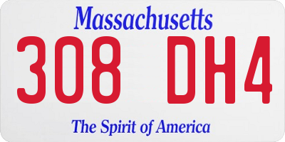 MA license plate 308DH4