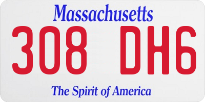 MA license plate 308DH6